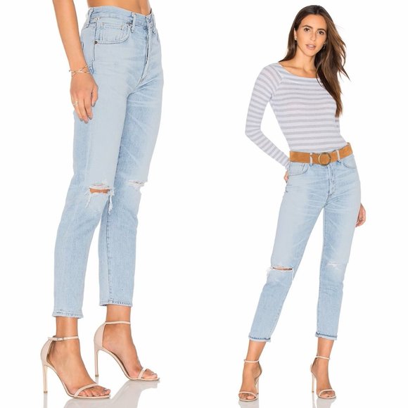 CITIZENS OF HUMANITY Women's sz 26 Liya Petite High Rise Classic Fit Jeans Torn - Picture 12 of 12